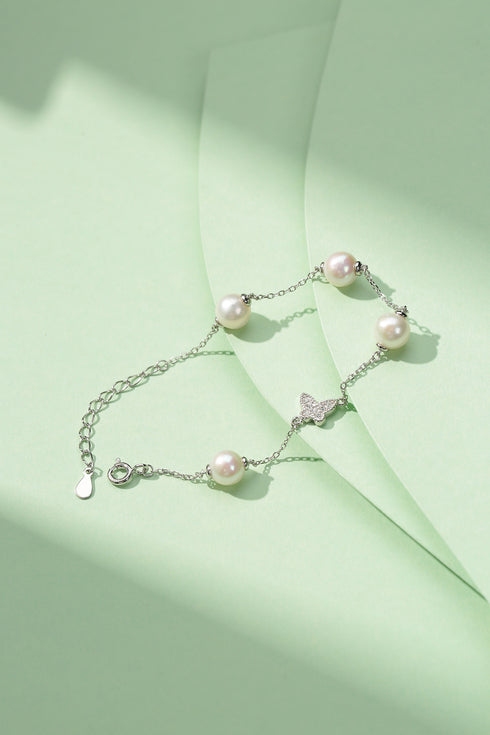 6-7mm Freshwater Pearl Butterfly Bracelet - House Of Pearls